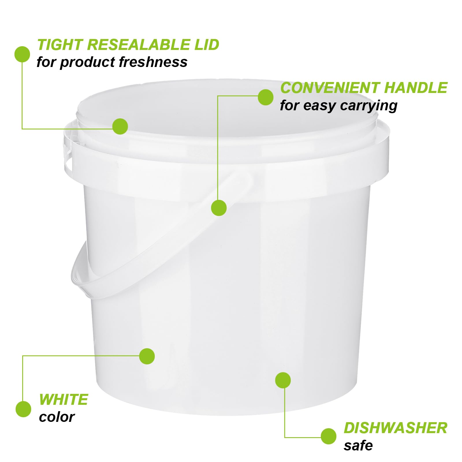 Gerrii cubo blanco apto para alimentos para almacenamiento seguro.