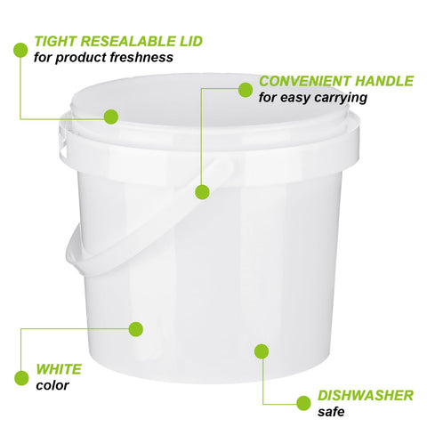 Gerrii cubo blanco apto para alimentos para almacenamiento seguro.