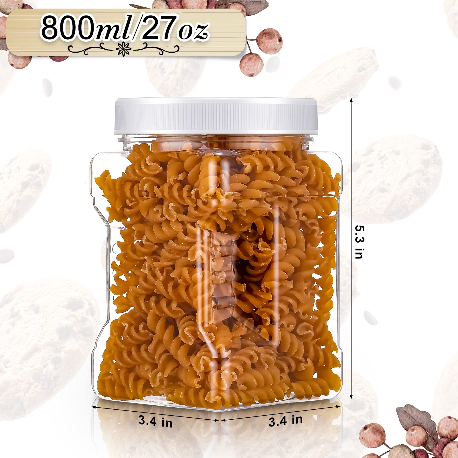 Gerrii envases cuadrados transparentes con tapas de agarre, ideales para organización en la cocina.