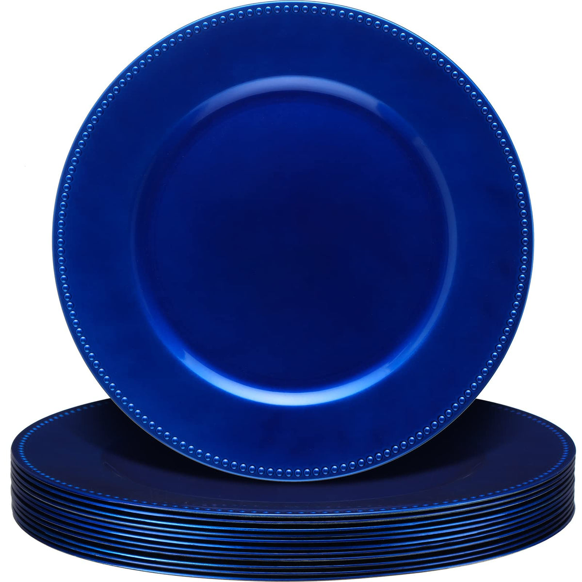Gerrii platos cargadores con abalorios azul océano aportan elegancia a la mesa