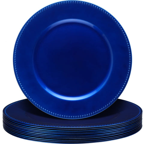 Gerrii platos cargadores con abalorios azul océano aportan elegancia a la mesa