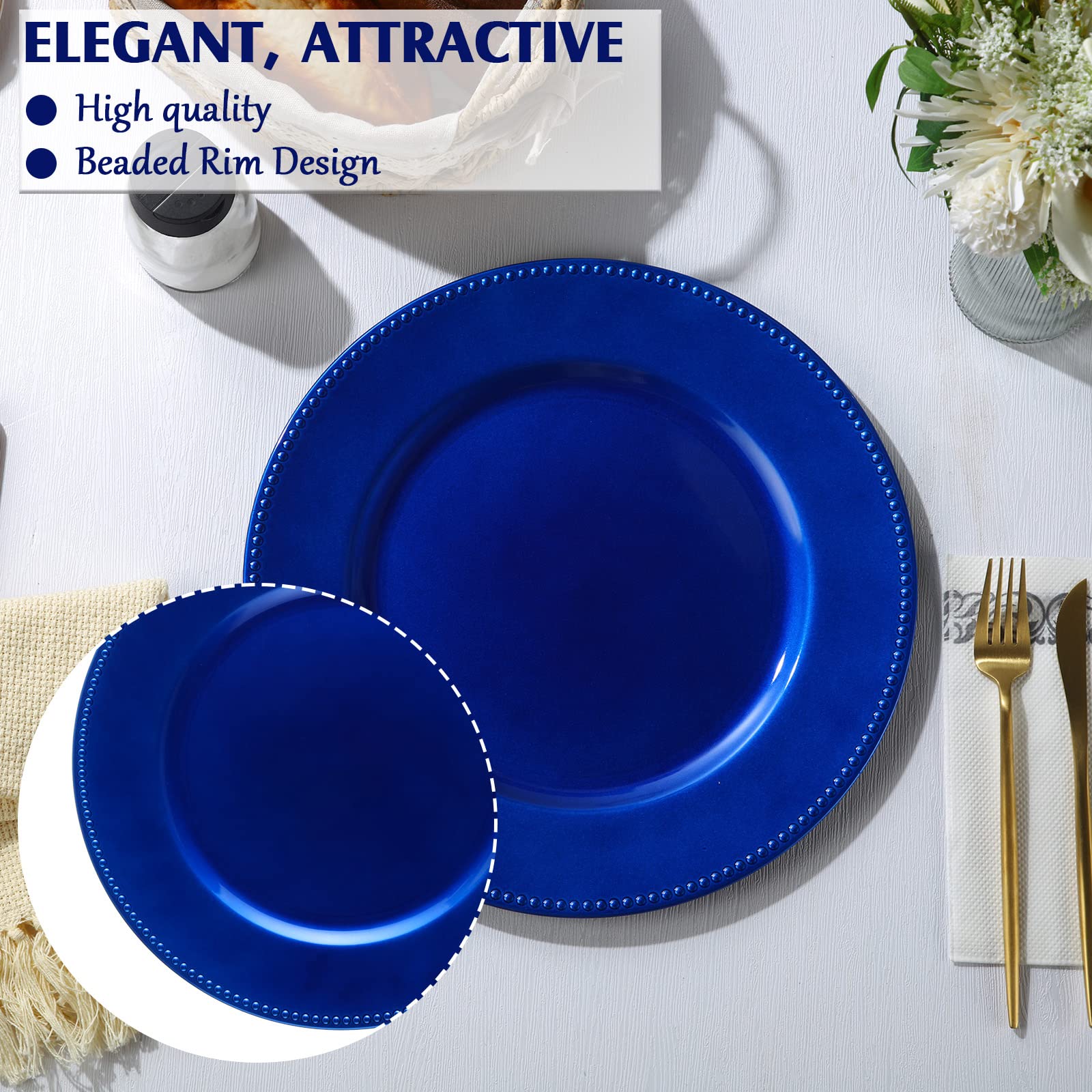 Gerrii plato cargador redondo azul océano ideal para bodas y eventos