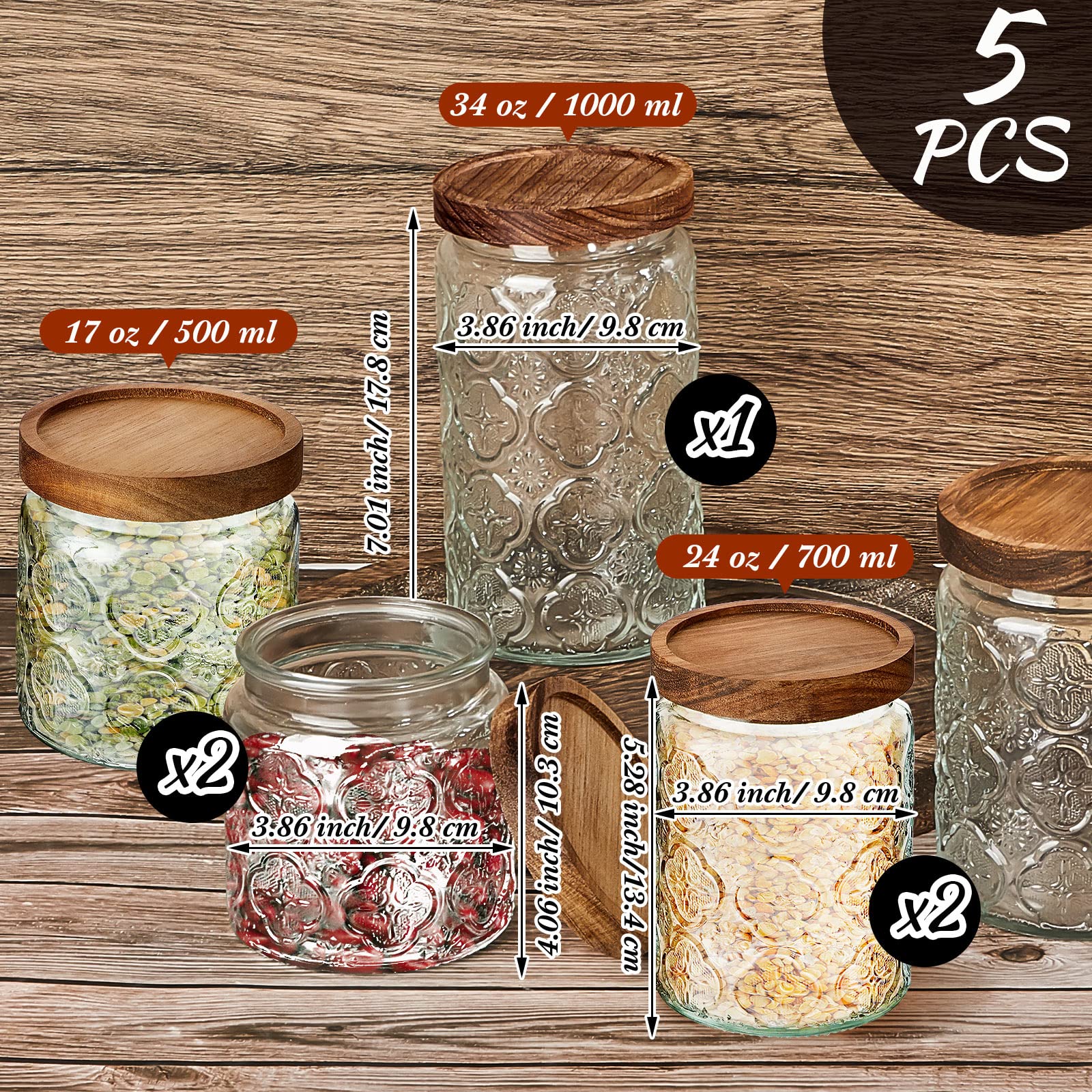 Tarro Gerrii de vidrio Begonia 700 ml con tapa de madera