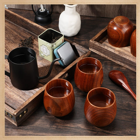 Taza Gerrii de madera vintage con diseño japonés para mesa elegante.