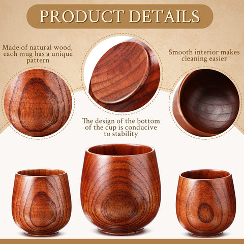 Taza Gerrii de té de madera, borde liso y sin astillas para beber cómodo.