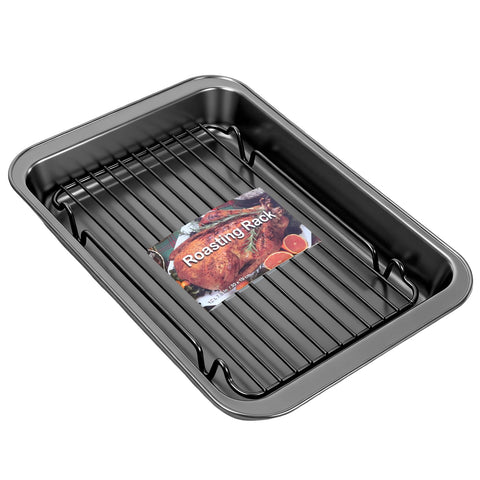 GESTONE Bandeja para pavo de 15 pulgadas con rejilla para cocción uniforme