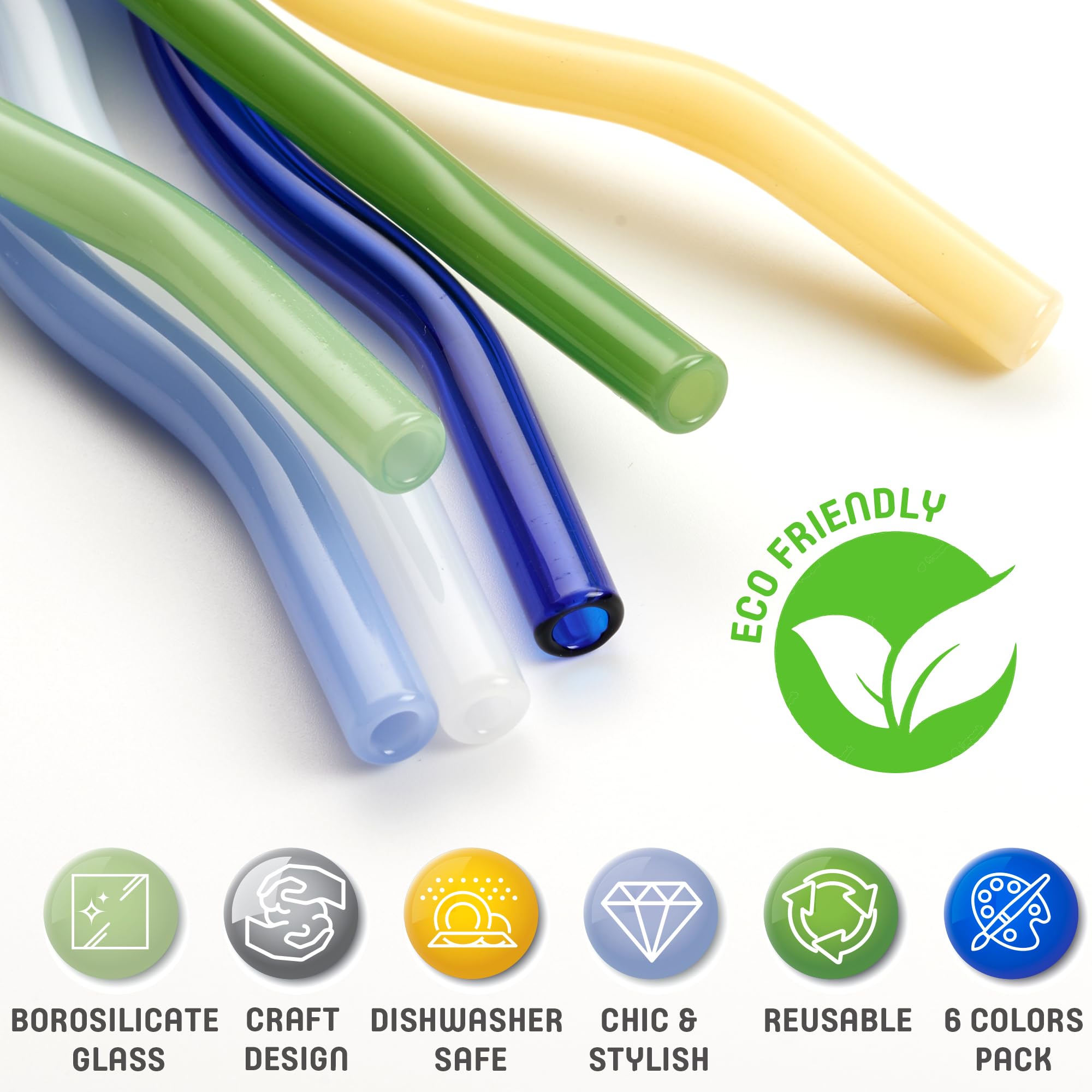 Pajitas de vidrio borosilicato GET FRESH, duraderas para uso diario