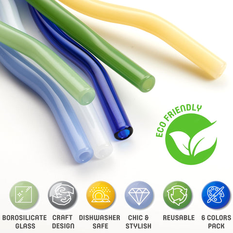 Pajitas de vidrio borosilicato GET FRESH, duraderas para uso diario
