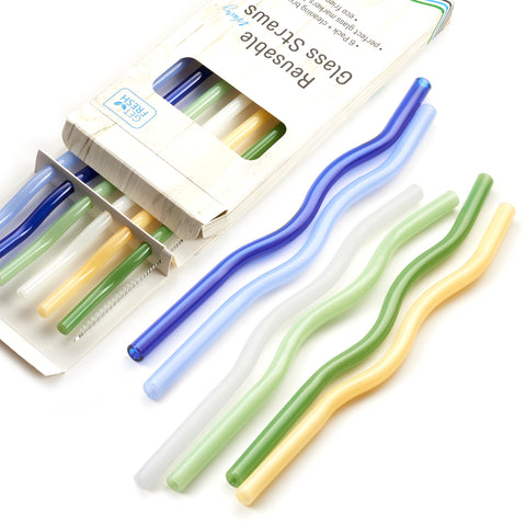Pajitas de vidrio ondulado GET FRESH para bebidas coloridas