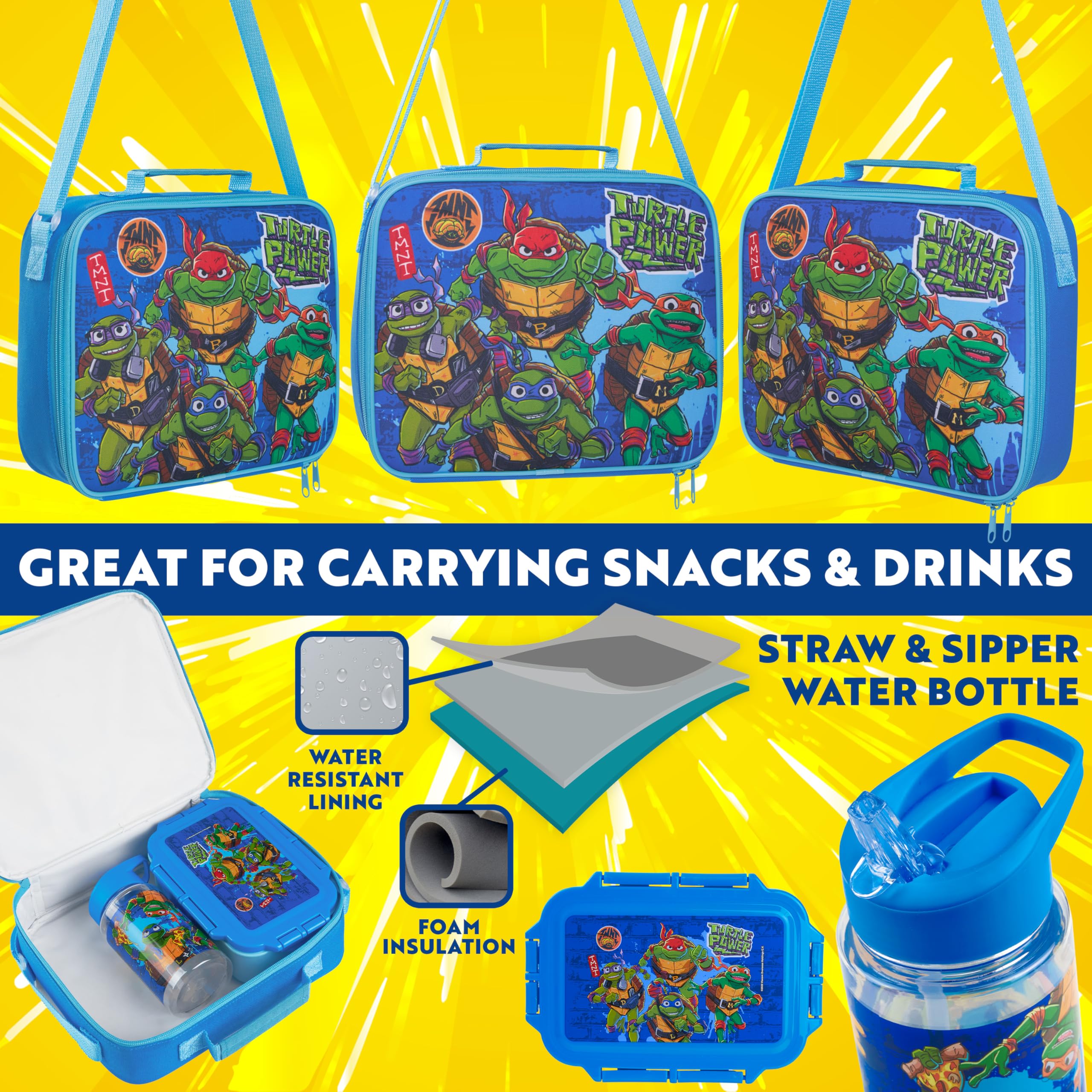 Caja de almuerzo con compartimentos Get Trend TMNT azul para organización