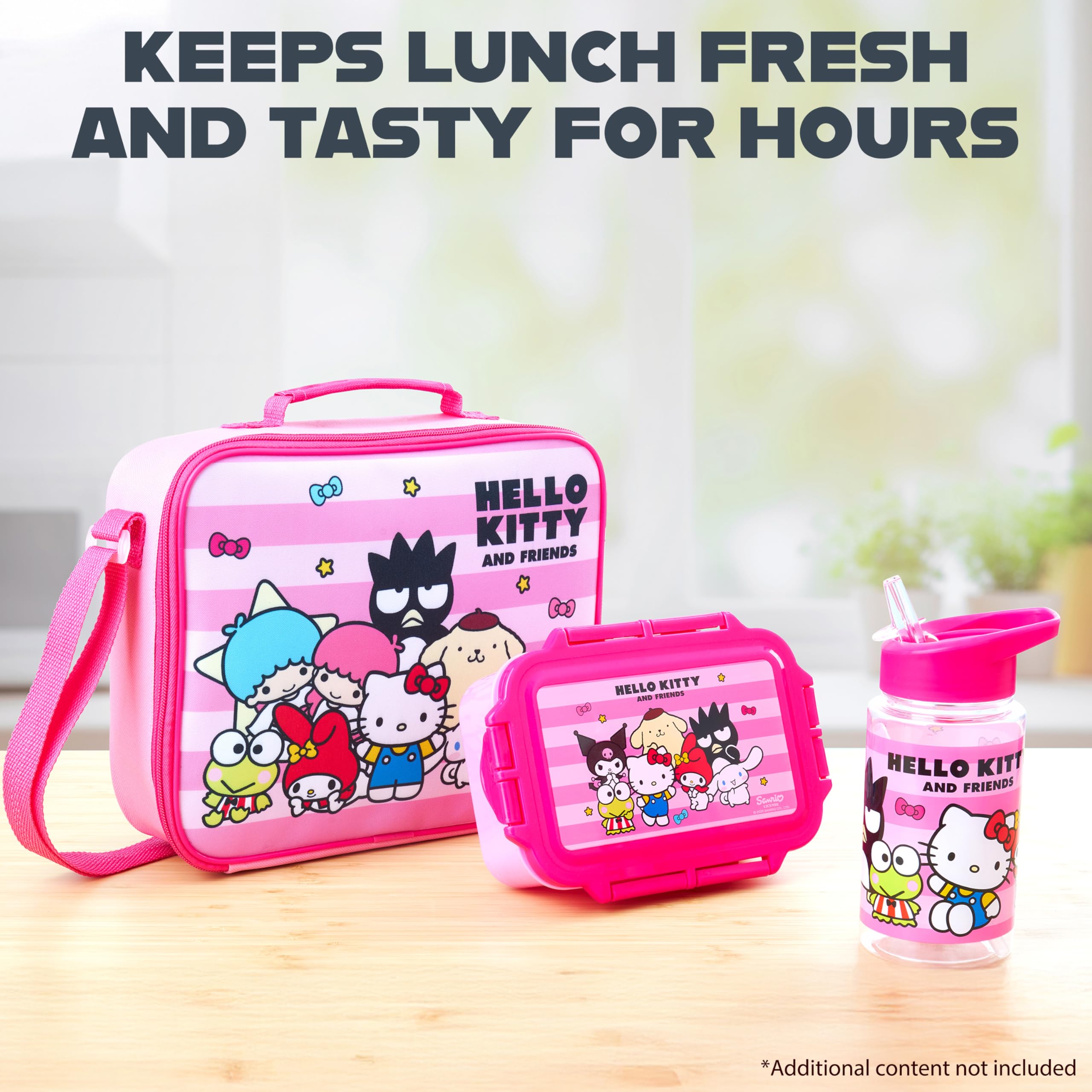 Bolsa lonchera ergonómica Get Trend Hello Kitty para transporte diario.