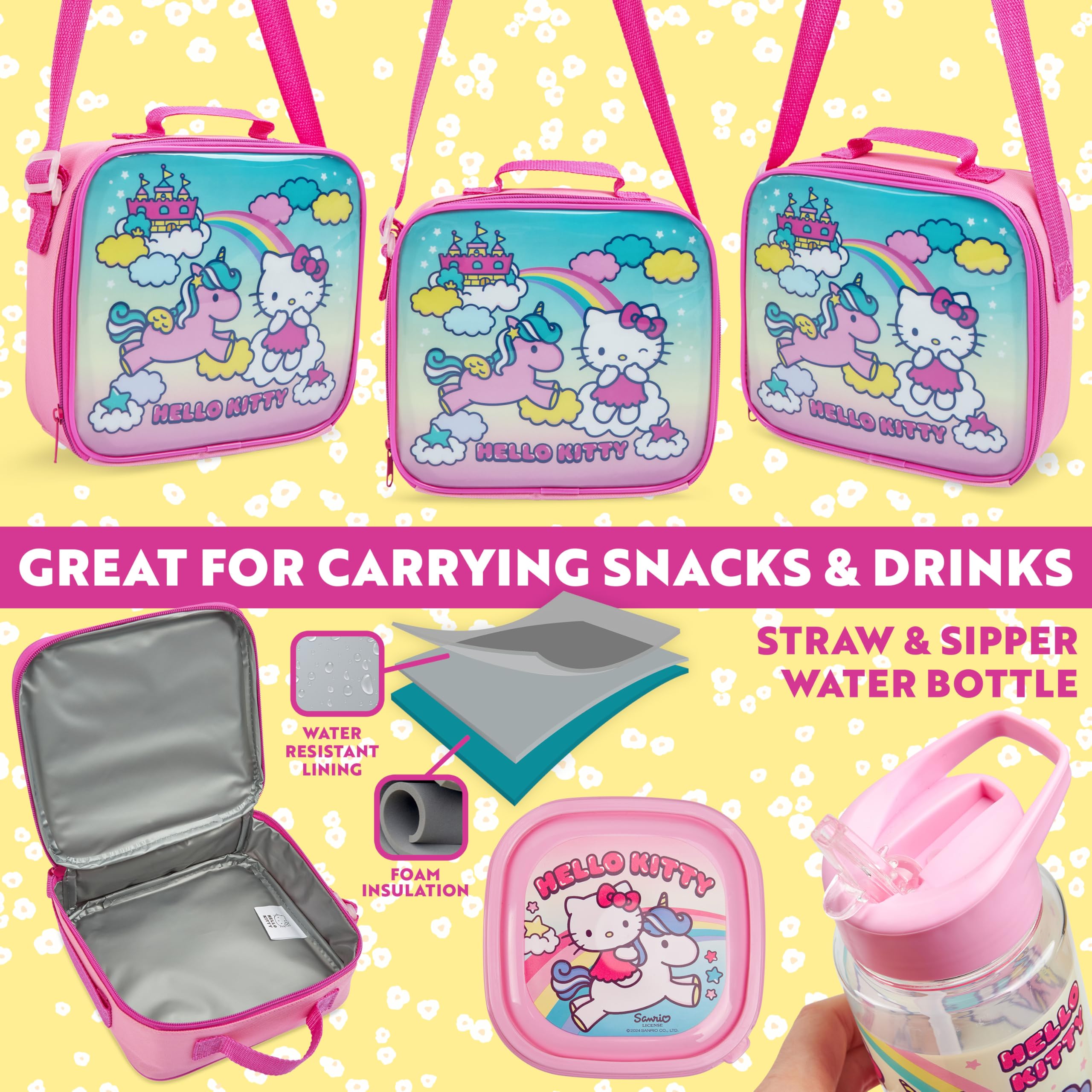 Botella Hello Kitty 24 onzas con tapa pajilla abatible, a prueba de fugas