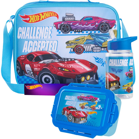 Get Trend Hot Wheels botella de agua azul, segura y fácil de llevar para el recreo