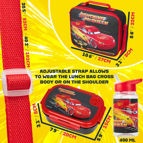 Kit completo Get Trend Disney Cars para almuerzos y paseos, cómodo y práctico.