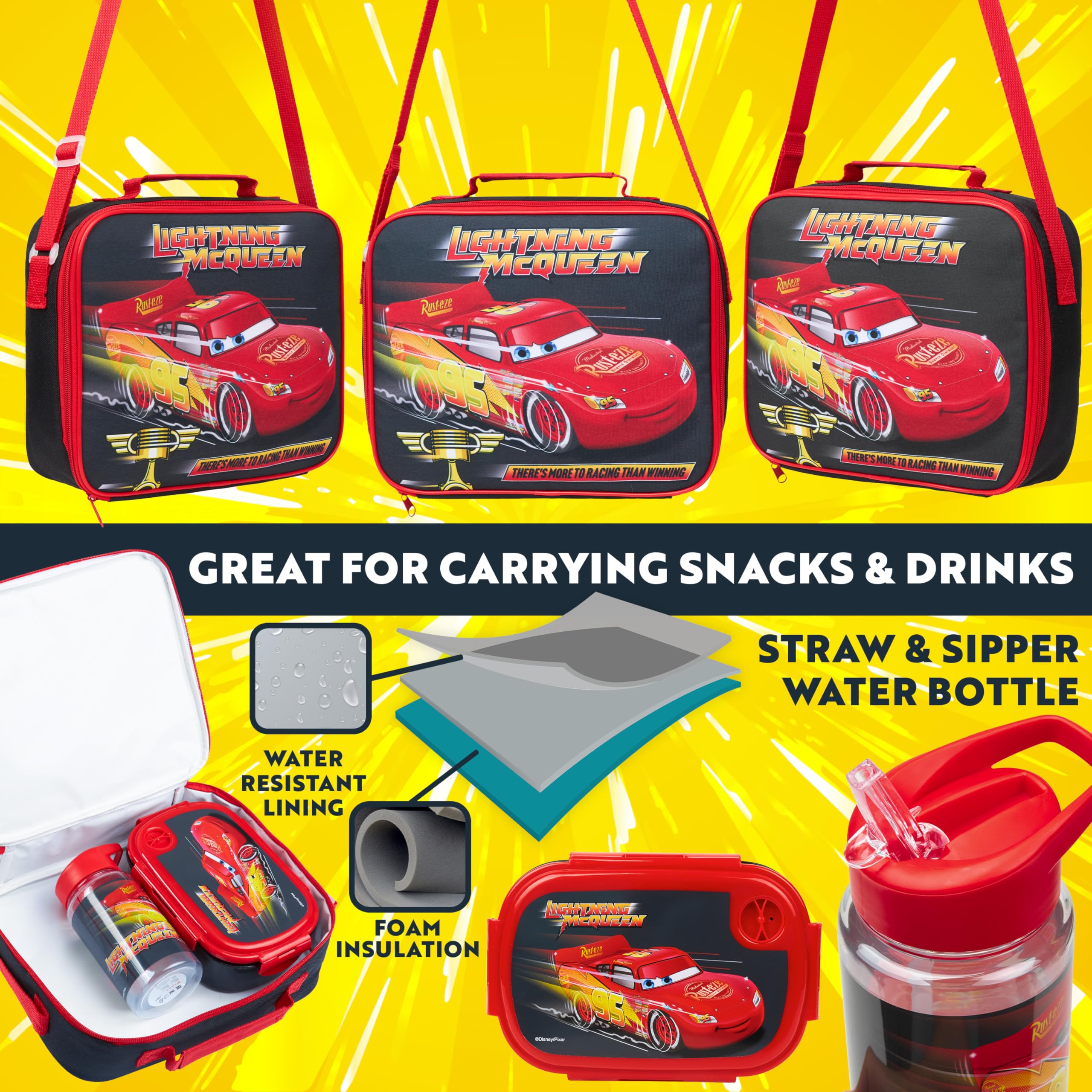 Lonchera con compartimentos Get Trend Disney Cars, organización para porciones.