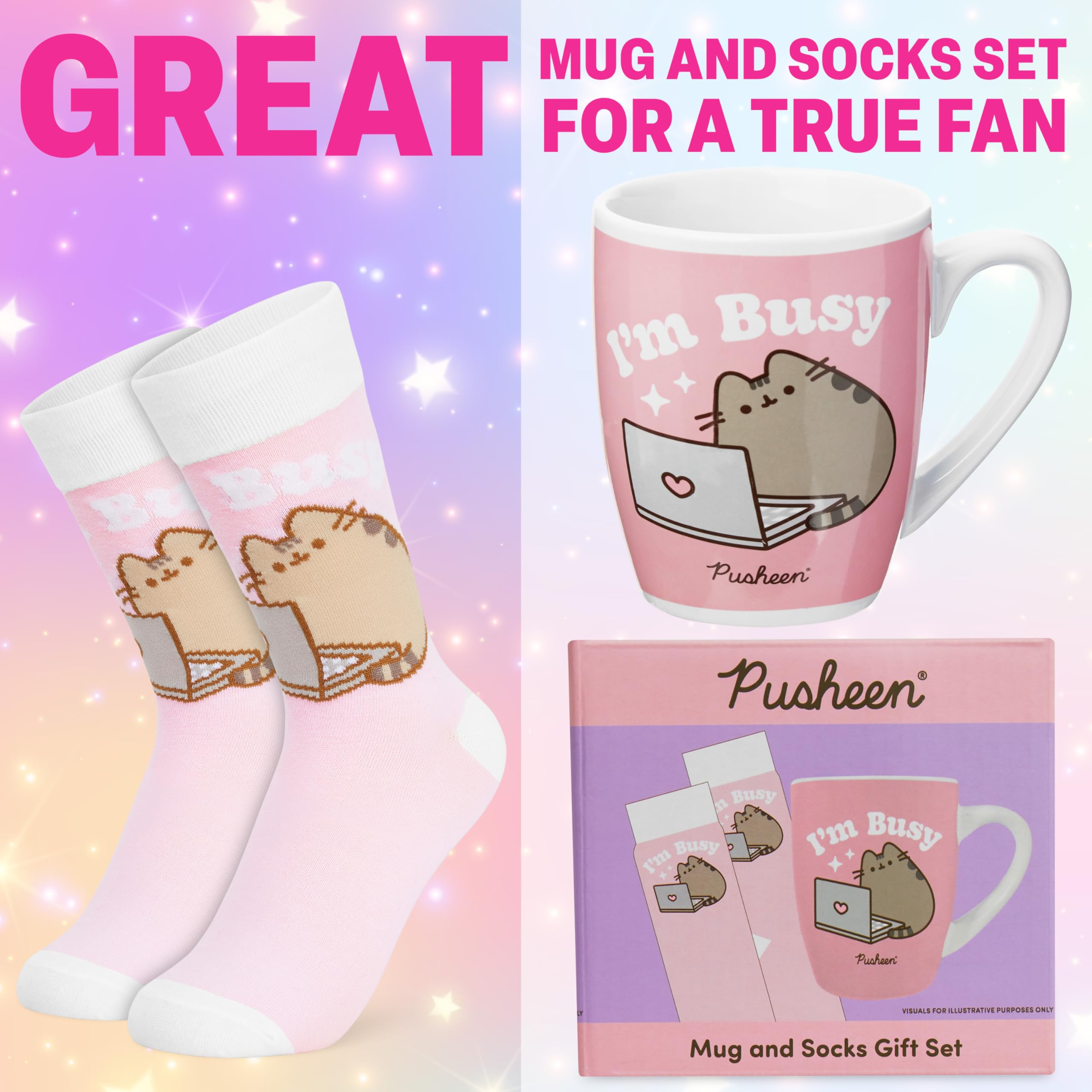 Calcetines crew rosa con Pusheen, confort para uso diario.