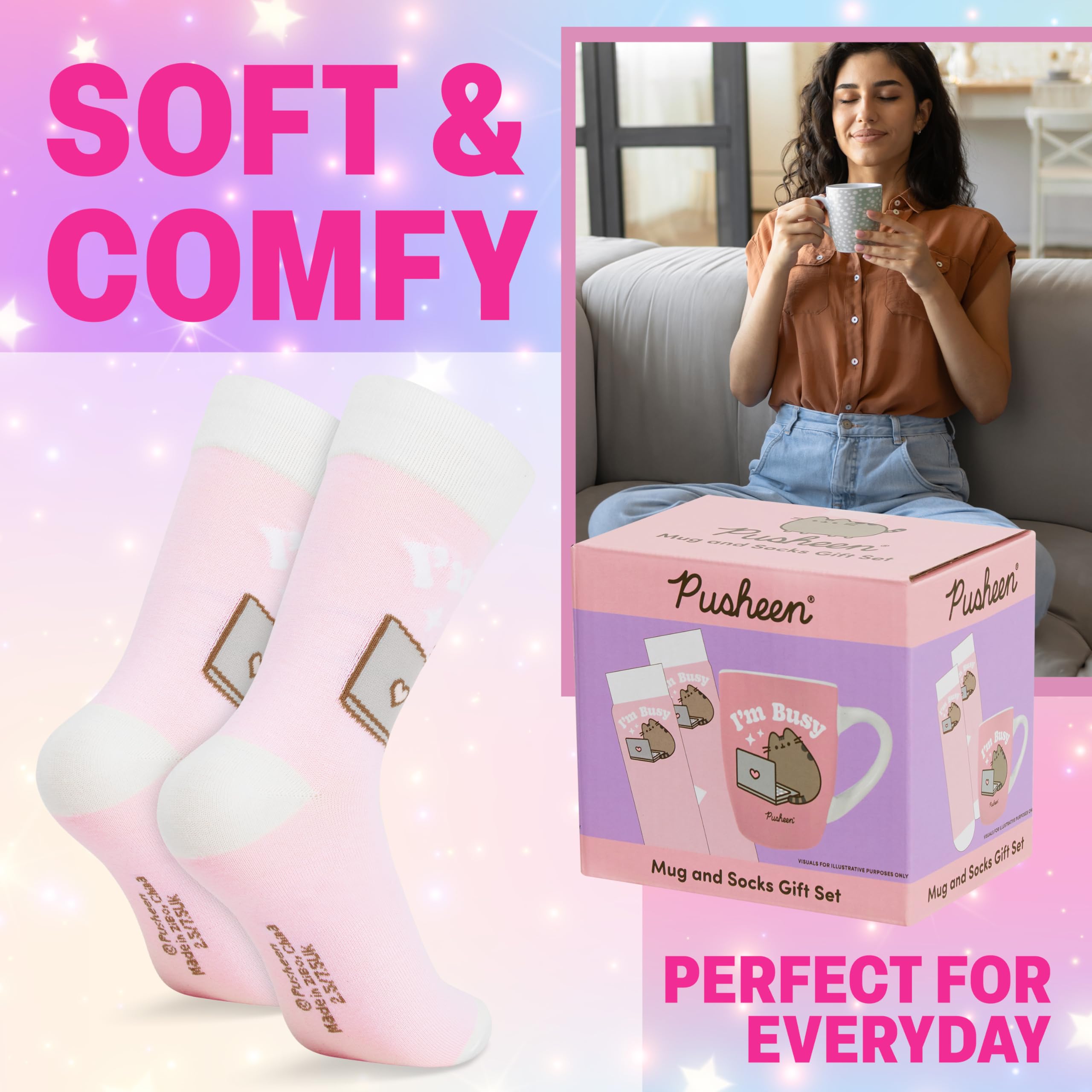 Conjunto regalo taza y calcetines Pusheen, regalo perfecto.