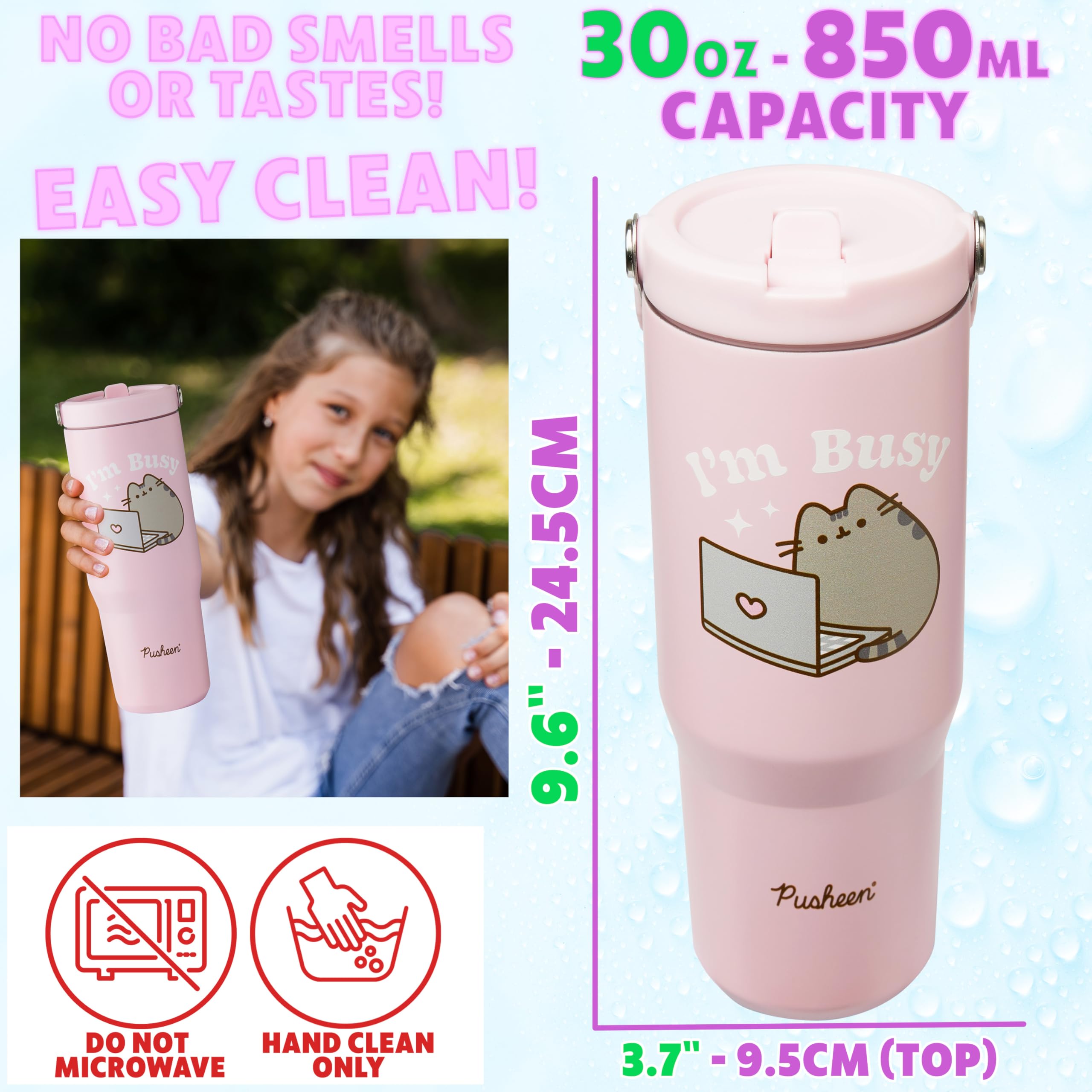 Pusheen tumbler de Get Trend en acero, opción reutilizable para hábitos sostenibles