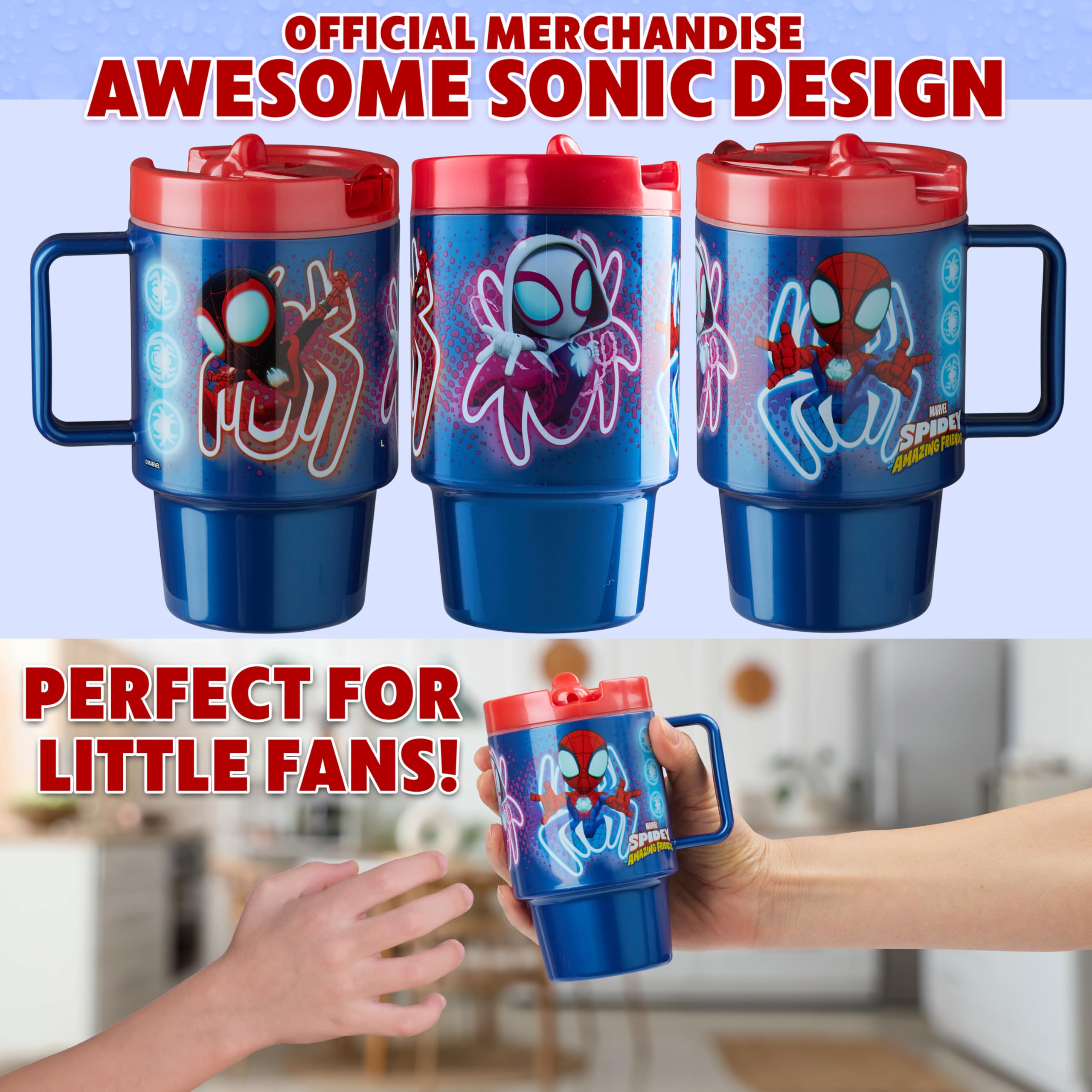 Botella azul Spiderman, diseño divertido para niños