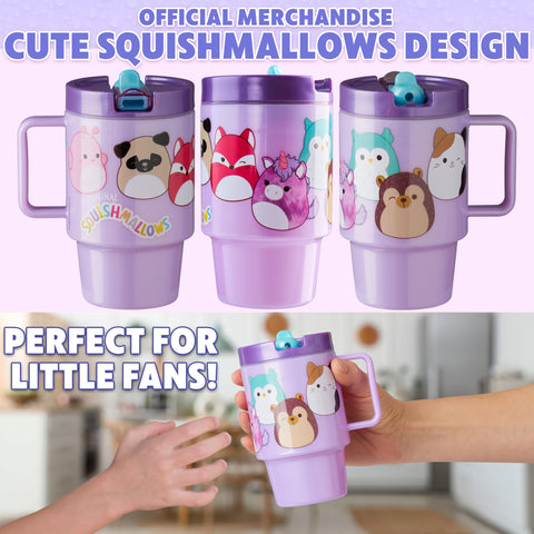Uso diario de la botella Squishmallows en actividades, viajes y recreo.