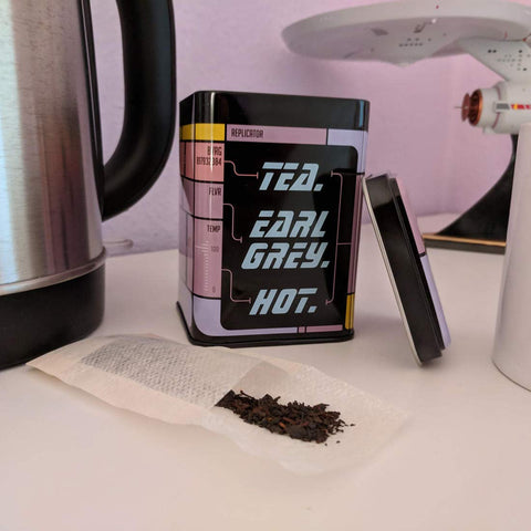 getDigital lata de té Earl Grey caliente diseño rectangular y apilable.