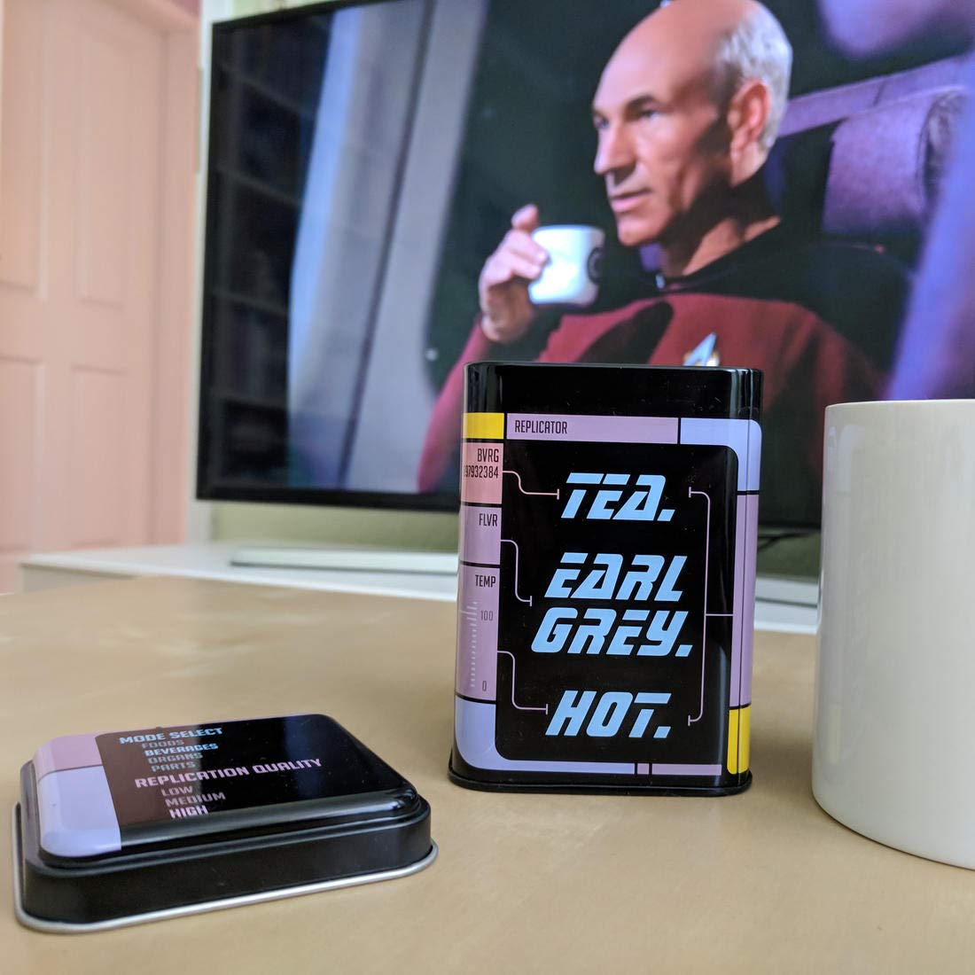 getDigital lata de té Earl Grey caliente con replicador impreso, coleccionable.