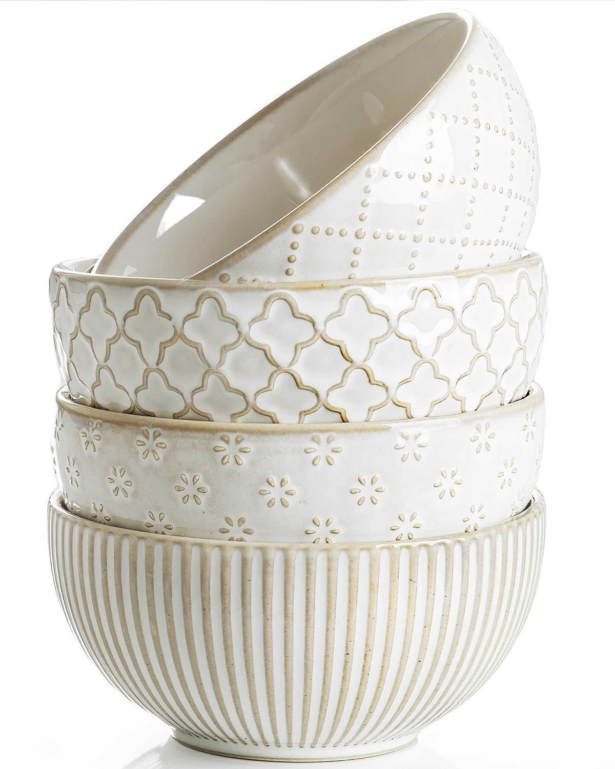 Cuenco getstar cerámico con relieve en patrones, ideal para postres.