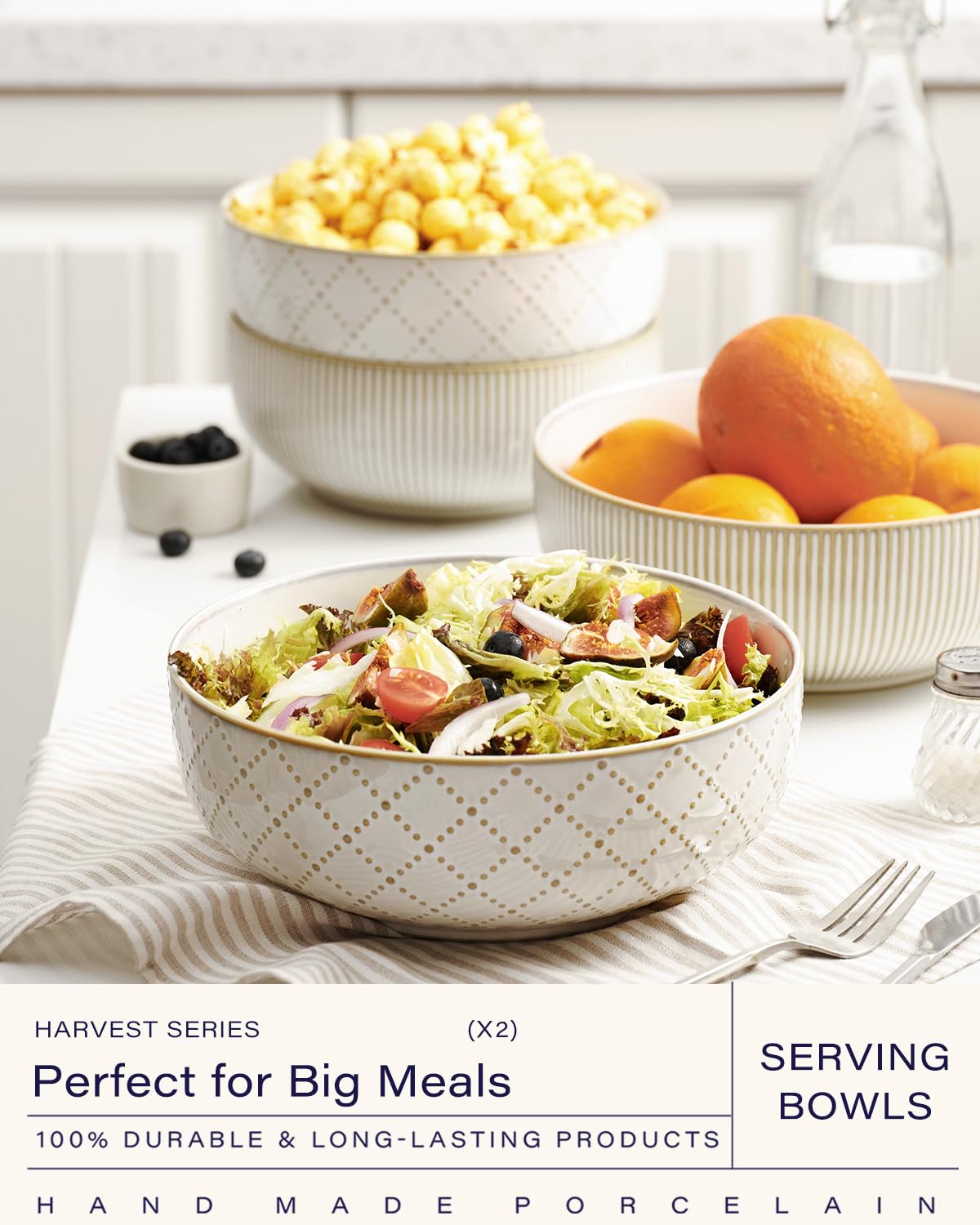 getstar ensaladera grande cerámica, capacidad 92 onzas, perfecta para servir ensaladas o pastas