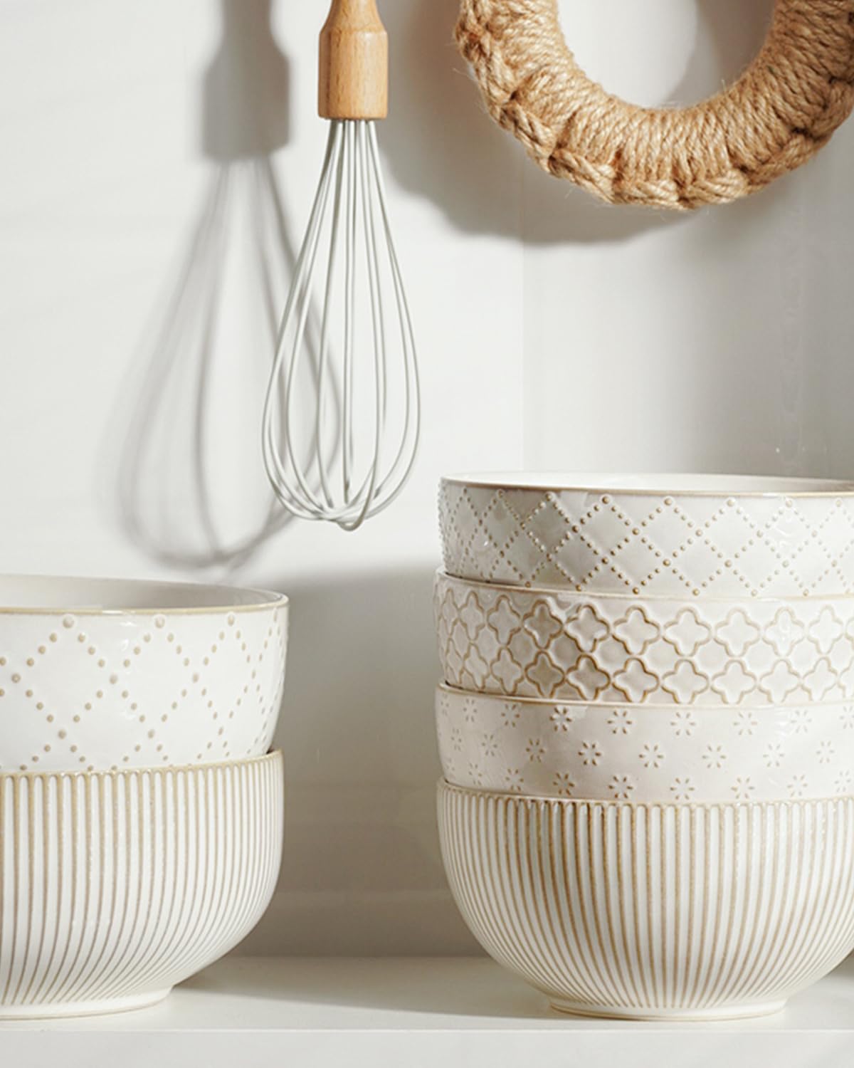 getstar ensaladera grande cerámica con dos patrones diferentes, conjunto único para decoración