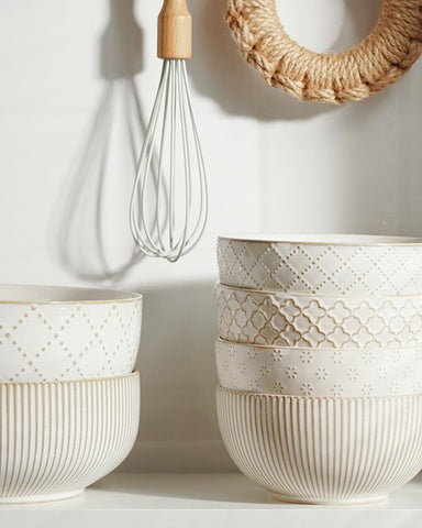 getstar ensaladera grande cerámica con dos patrones diferentes, conjunto único para decoración