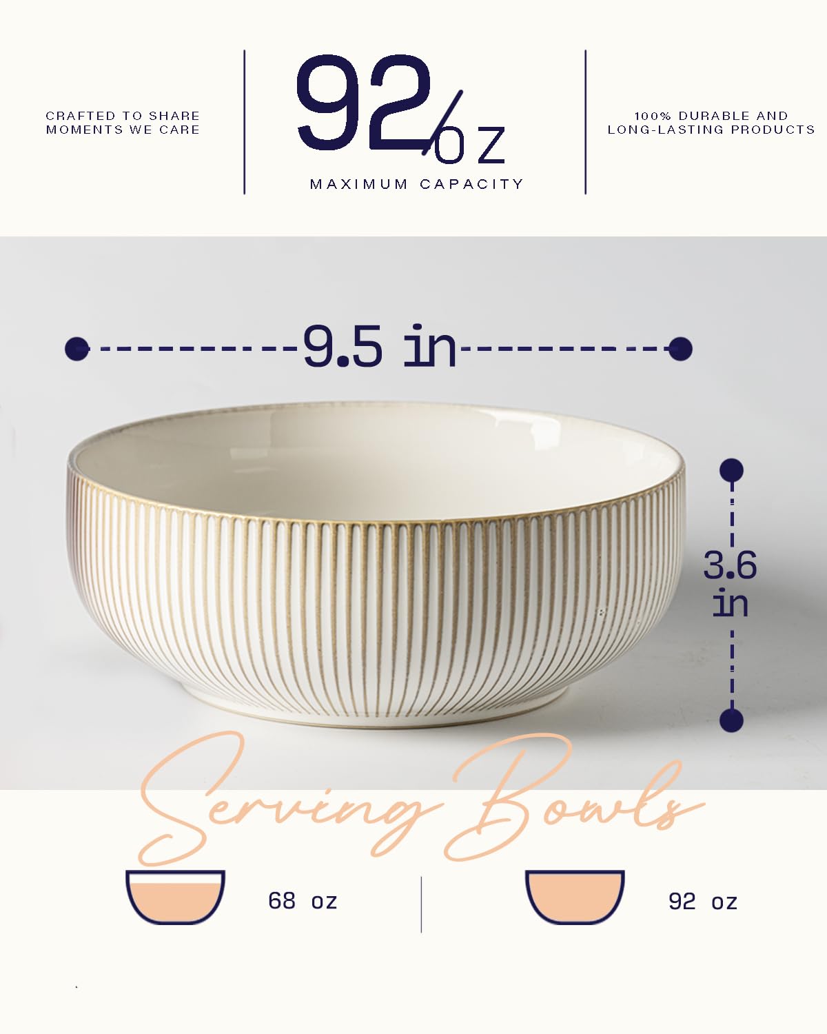 getstar ensaladera grande cerámica con relieve decorativo para mesa elegante