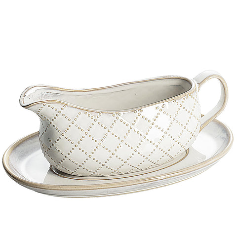 Getstar salsera con platillo: relieve en cuadros y capacidad de 14 oz.
