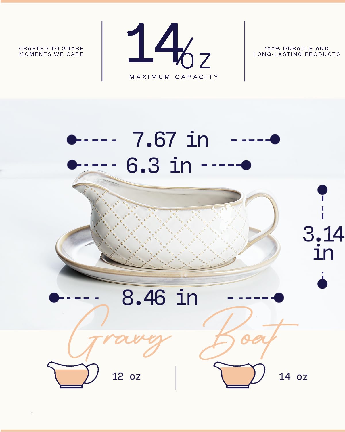 Getstar salsera con relieve vintage añade un toque clásico a la mesa.