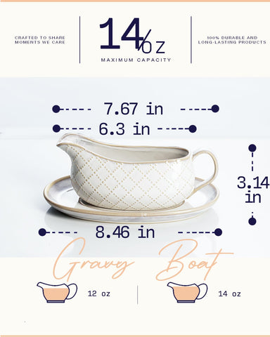 Getstar salsera con relieve vintage añade un toque clásico a la mesa.