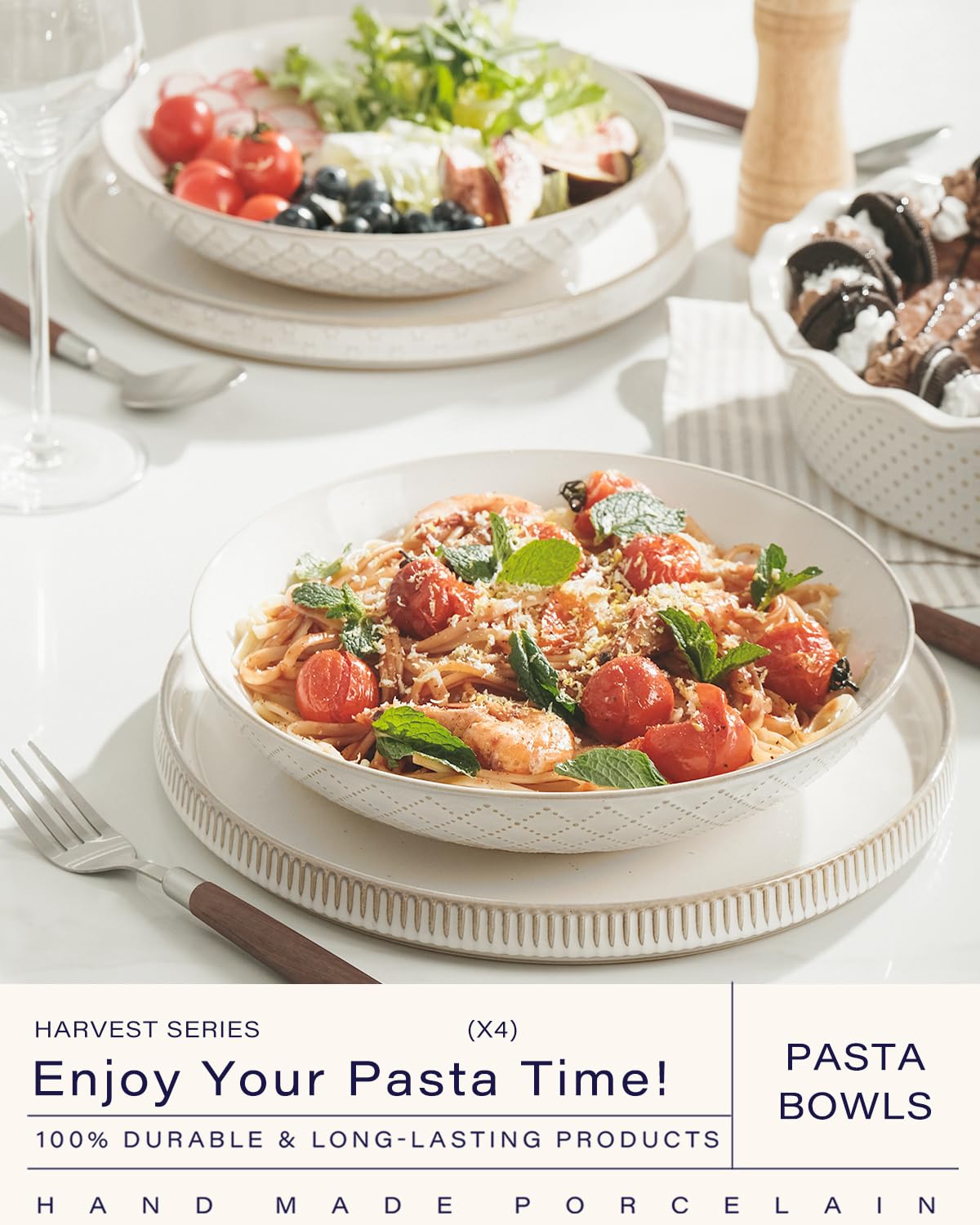 Tazones ceramicos getstar con relieves estilo farmhouse para mesa rustica.