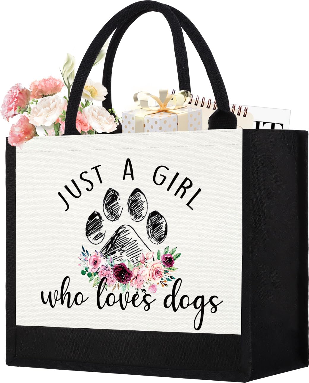 GevGuxLuo bolsa de lona con perro, diseño vibrante para amantes de perros.
