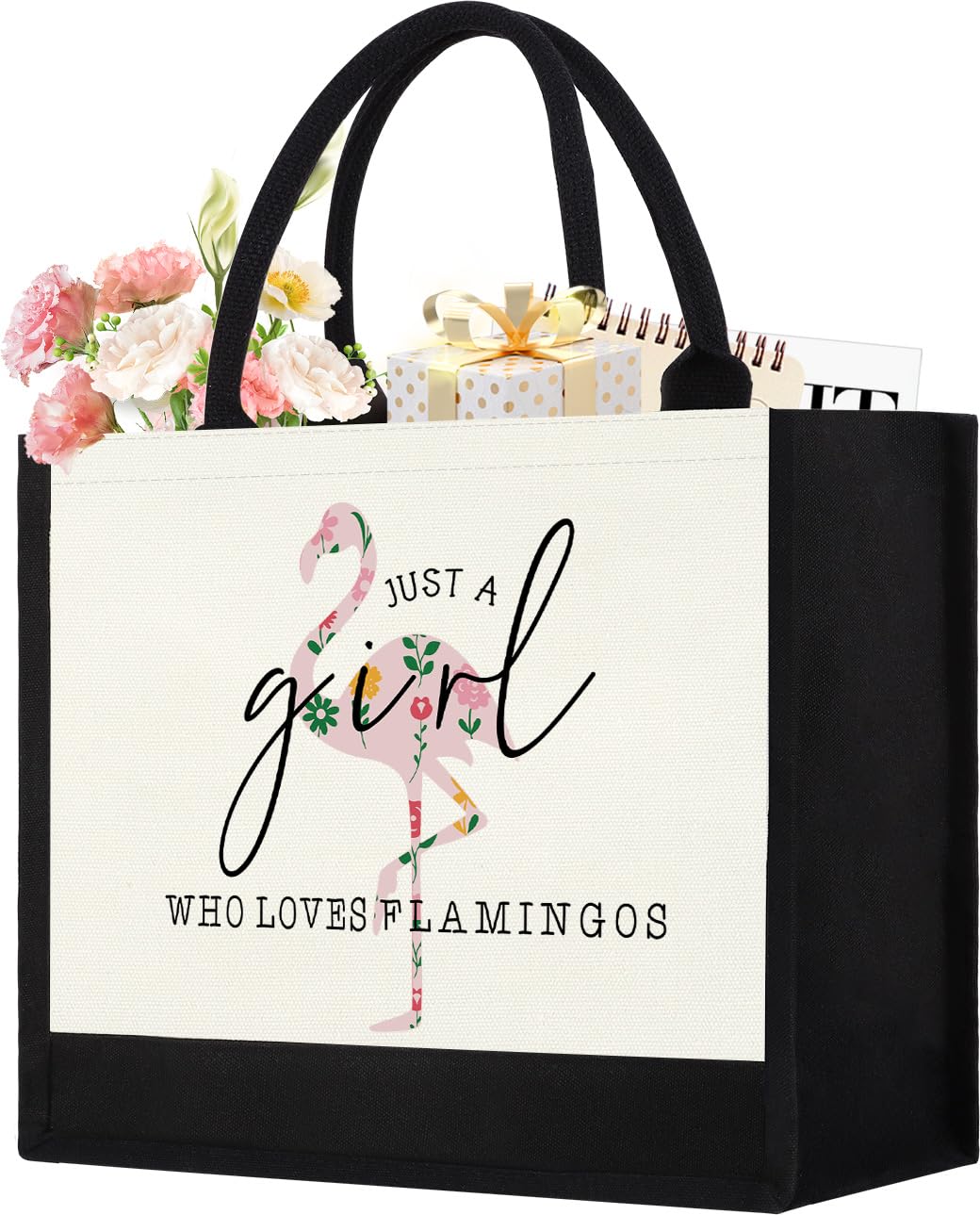 Bolsa tote GevGuxLuo con flamenco impreso, ideal para compras diarias.