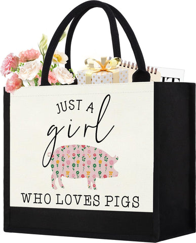 GevGuxLuo bolso de lona con impresión de cerdo, ideal para amantes de los animales.