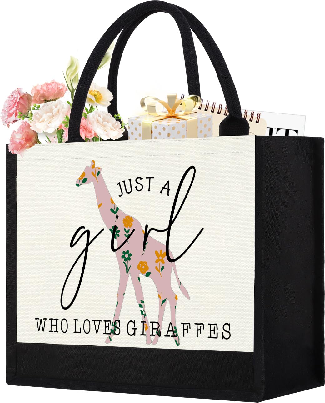 GevGuxLuo bolso tote con estampado de jirafa, ideal para compras y uso diario.