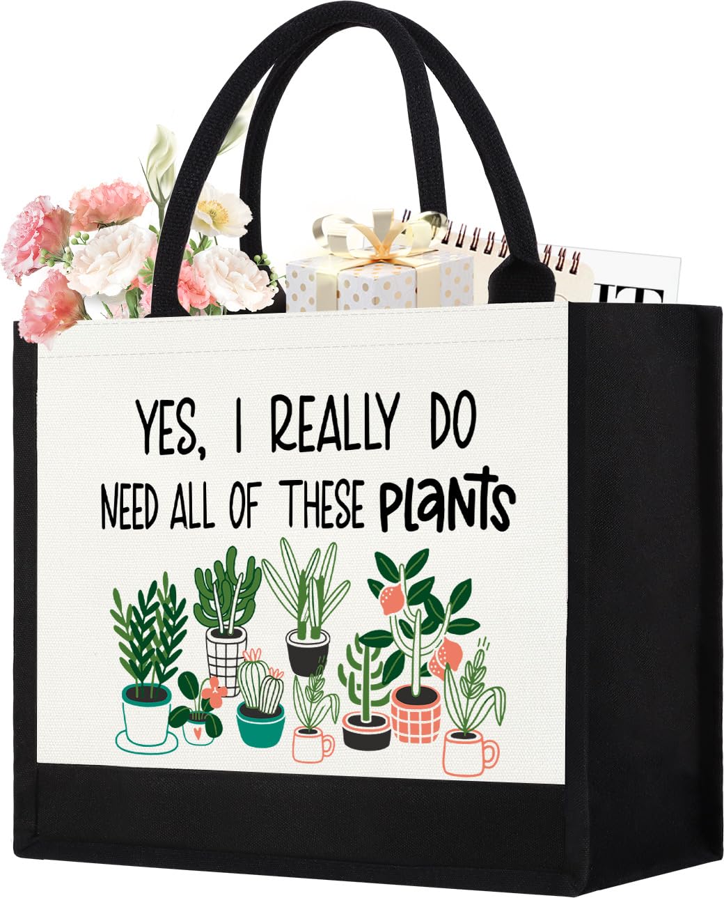 GevGuxLuo tote mujer planta impresión, ideal para libros y más.