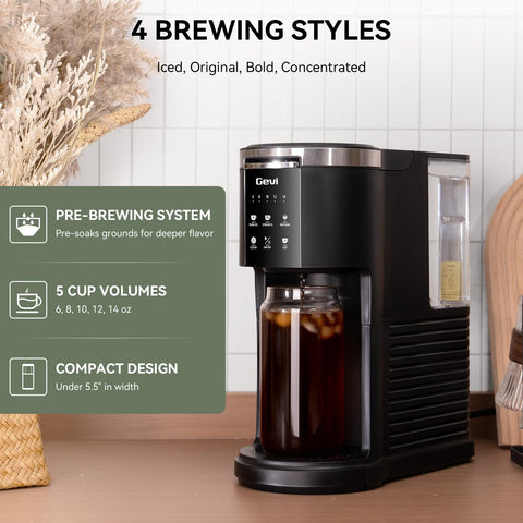 Gevi cafetera para cocina compacta, ideal en espacios pequeños.