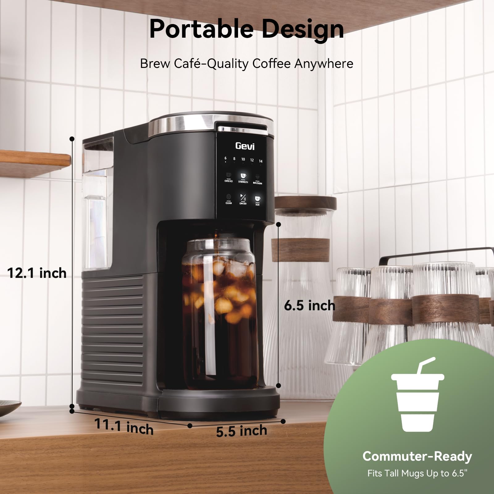 Gevi diseño negro compacto encaja en cualquier mostrador.