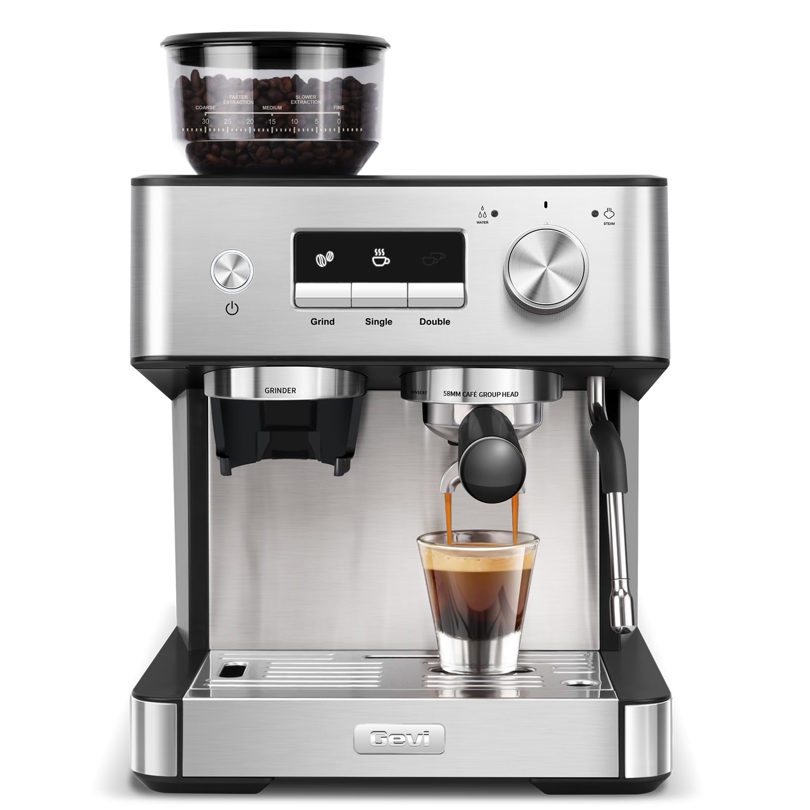 Gevi 20bar espresso con molino integrado: facilita un café recién molido en casa.