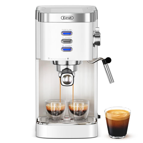 Gevi máquina espresso 20 bares vista frontal para café en casa y oficina