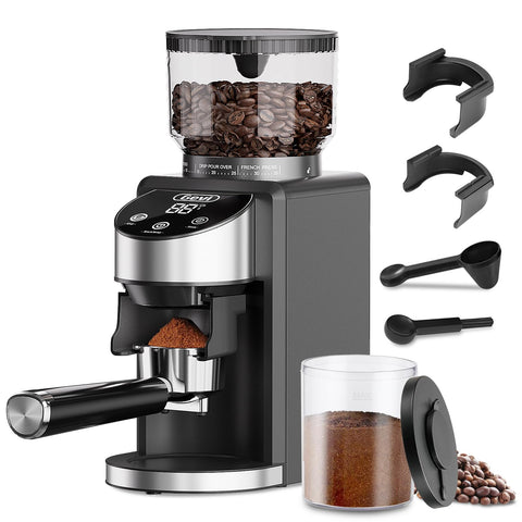 Gevi molinillo de café con 240 g de granos para sesiones prolongadas.
