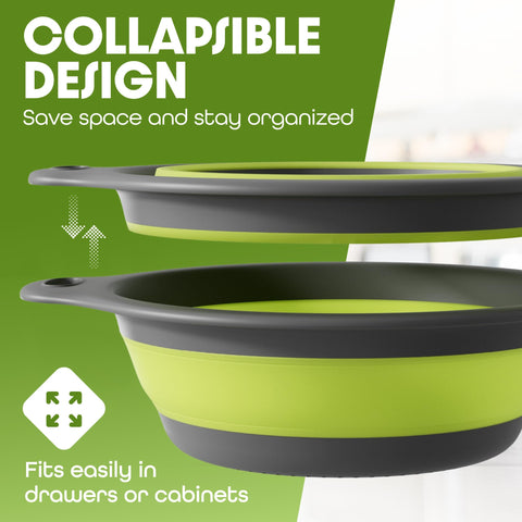 Gevoli colador plegable para almacenamiento compacto en cajones.