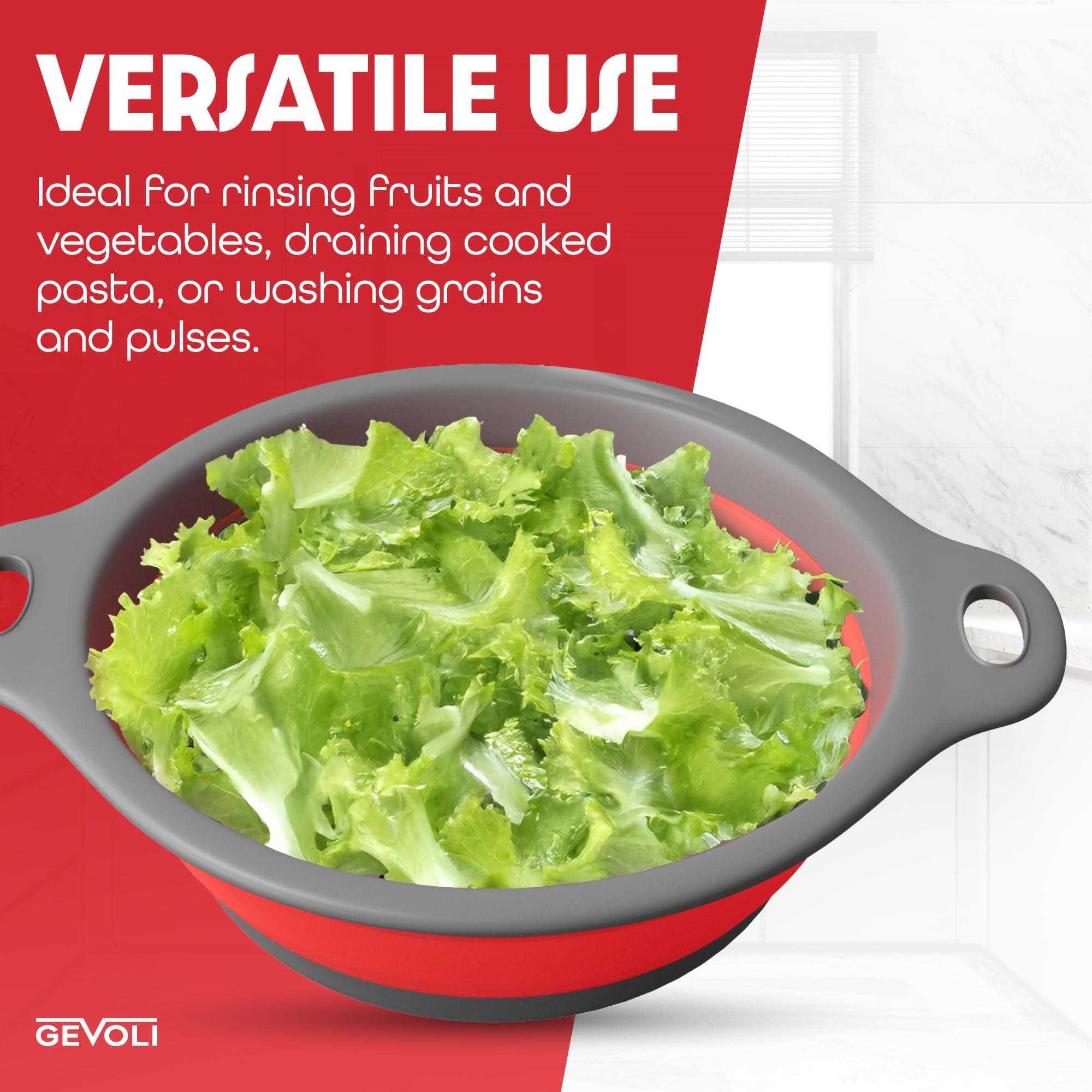 Gevoli colador ideal para pasta, verduras o frutas en uso diario
