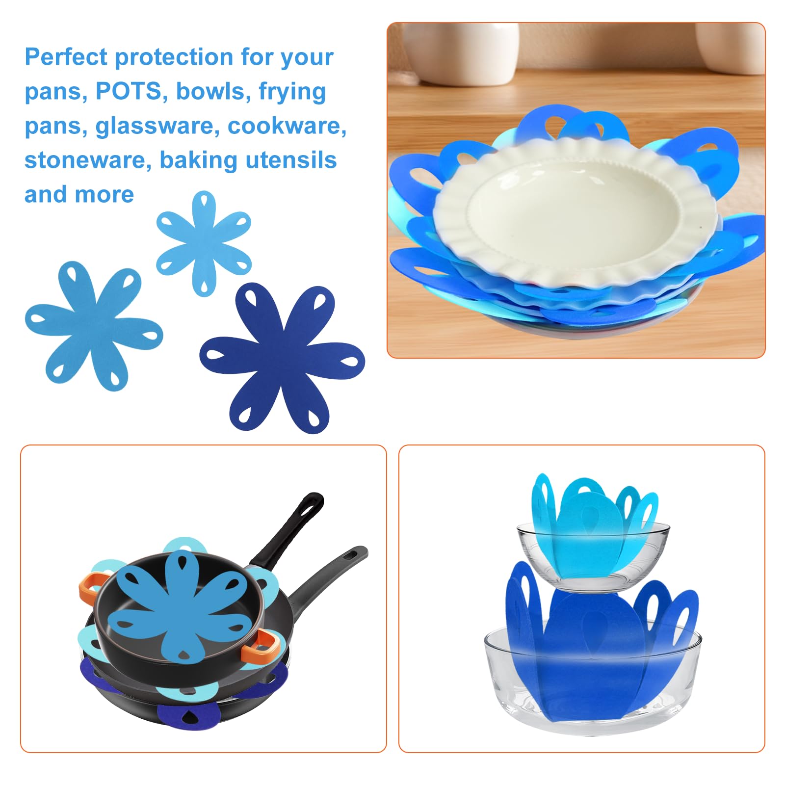 GEWOSI protectores de fieltro para uso en apilamiento de cocina, protección entre piezas.