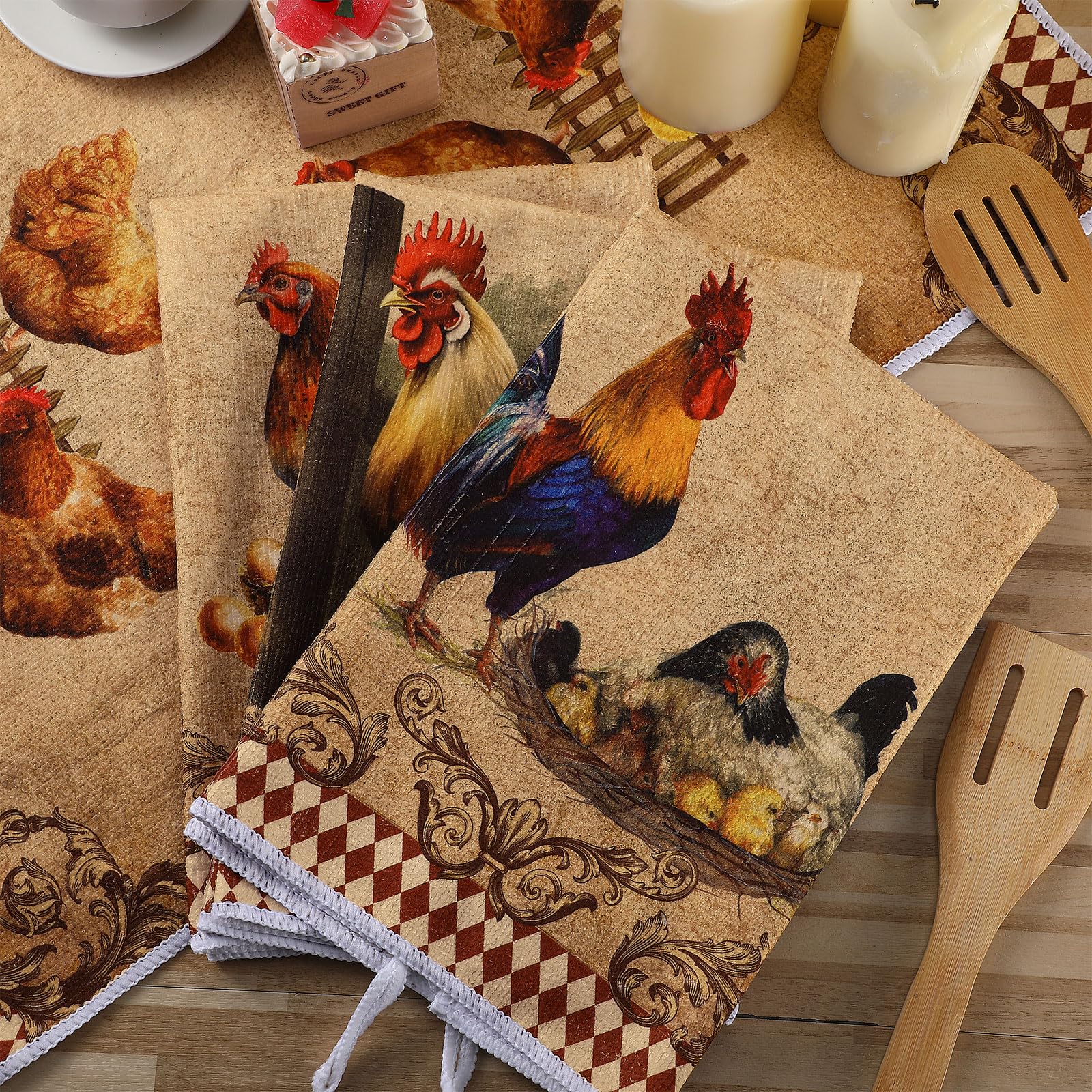 Diseños Campo Geyoga con gallo, añade color y personalidad a tu mesa.