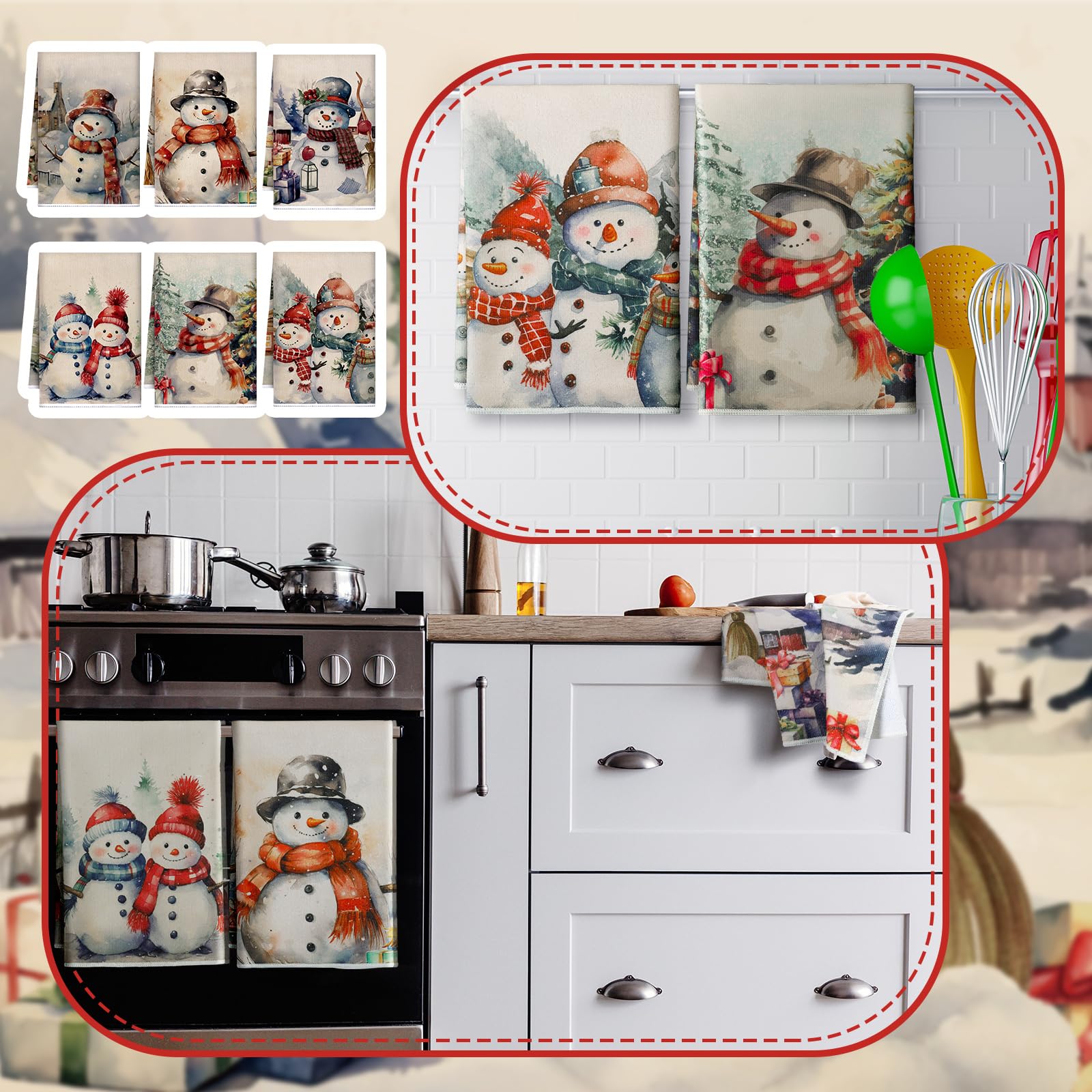 Geyoga toallas cocina invierno casa detalle, dibujo agradable para la mesa.